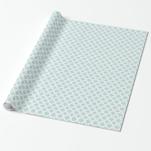 Niedliches Aqua- und White-Vintag Damask-Muster Geschenkpapier