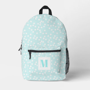 Niedliches Aqua & White Punkte Mit Monogramm Kinde Bedruckter Rucksack