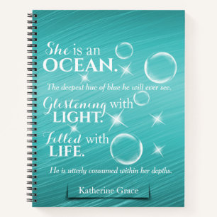 Niedliches Aquamarine Aquamarin Ocean Gedicht Notizbuch