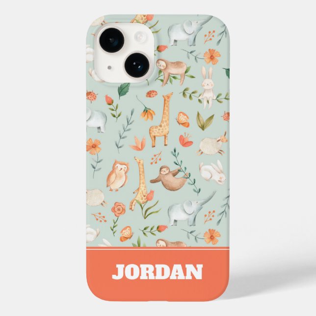 Niedliches Aquamarines Baby Animal Pasttern Muster Case-Mate iPhone Hülle (Rückseite)