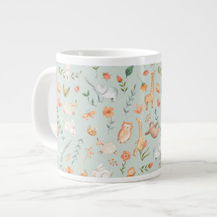 Niedliches Aquamarines Baby Animal Pasttern Muster Jumbo-Tasse
