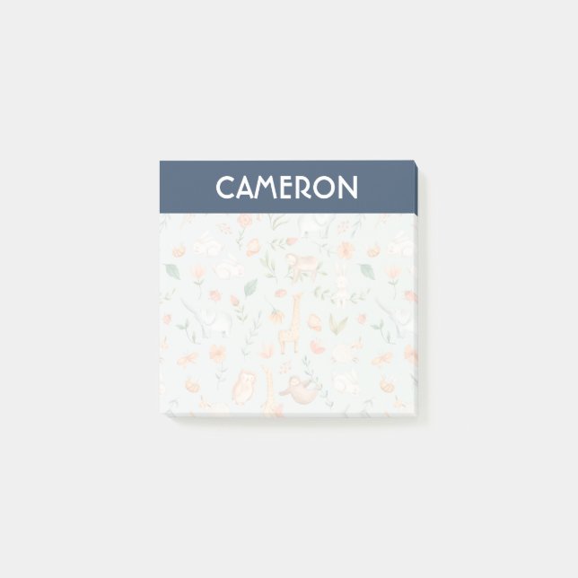 Niedliches Aquamarines Baby Animal Pasttern Muster Post-it Klebezettel (Vorderseite)