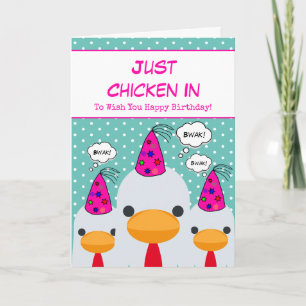 Niedliches Aquamarines Hähnchen zum Geburtstag Karte