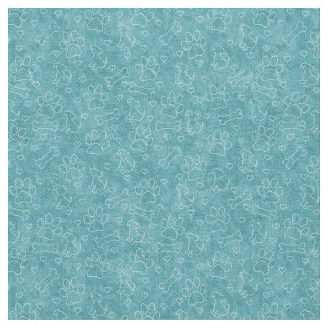 Niedliches Aquamarines Hundemuster Stoff (Nahaufnahme)