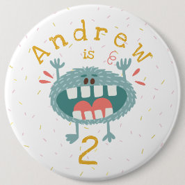 Niedliches Aquamarines Monster Geburtstag Button