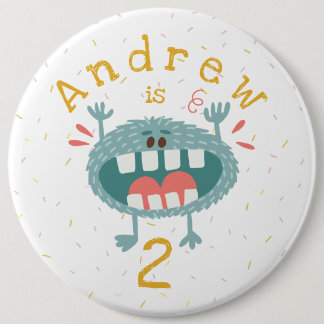 Niedliches Aquamarines Monster Geburtstag Button