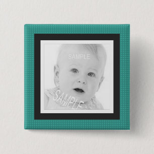 Niedliches aquamarines und graues Instagram Foto Button
