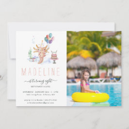 Niedliches Aquarell Axolotl Geburtstagsparty Foto  Einladung