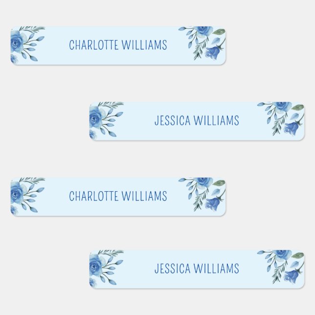 Niedliches Aquarell Blau Blüte Zurück zur Schule K Etiketten (Gruppe)