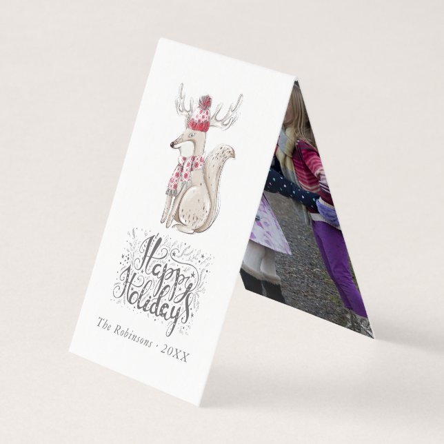 Niedliches Aquarell Winter Fox Foto (Vorderseite)