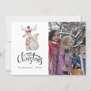 Niedliches Aquarell Winter Fox Foto Feiertagskarte