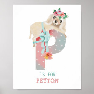 Niedliches Aquarellalphabet P dog Poster
