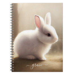 Niedliches Aquarellbaby-Bunny-Notebook mit Name Notizblock