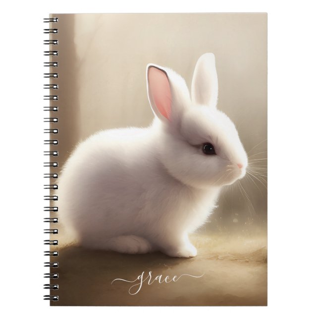 Niedliches Aquarellbaby-Bunny-Notebook mit Name Notizblock (Vorderseite)
