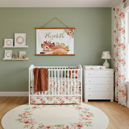 Niedliches Aquarellbaby Wandteppich Mit Holzrahmen