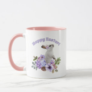 Niedliches Aquarellbad Osterhase mit Blume Tasse