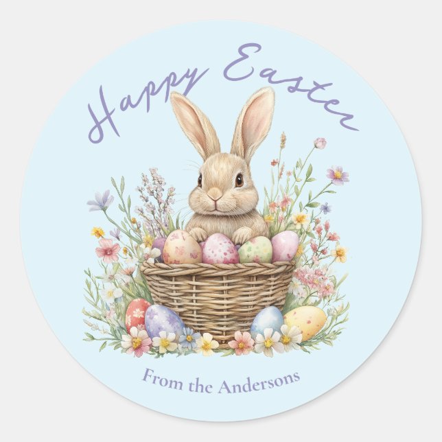 Niedliches Aquarellbär Foto Ostereier Runder Aufkleber (Vorderseite)