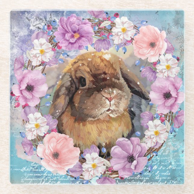 Niedliches Aquarellbunny Glasuntersetzer (Vorderseite)
