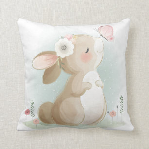 Niedliches Aquarellbunny Kissen
