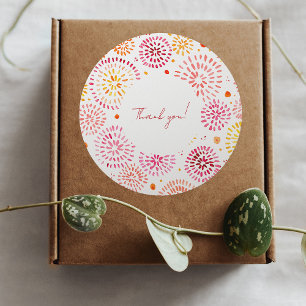 Niedliches Aquarellfeuerwerk in Gelb und Orange Runder Aufkleber