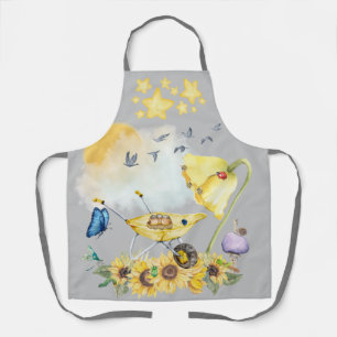 Niedliches Aquarellgelb auf grau   Schürze