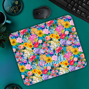 Niedliches Aquarellgelbes, elegantes Blumenmuster  Mousepad