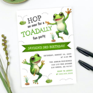 Niedliches Aquarellhop auf über Frosch, jedes Alte Einladung