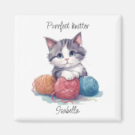 Niedliches Aquarellkitt mit Garnen individuelle Na Magnet