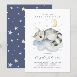 Niedliches Aquarellschläfchen Raccoon Baby Brunch Einladung
