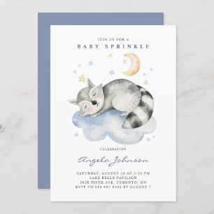 Niedliches Aquarellschläfchen Raccoon Baby Sprinkl Einladung