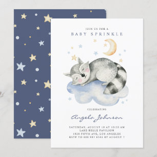 Niedliches Aquarellschläfchen Raccoon Baby Sprinkl Einladung