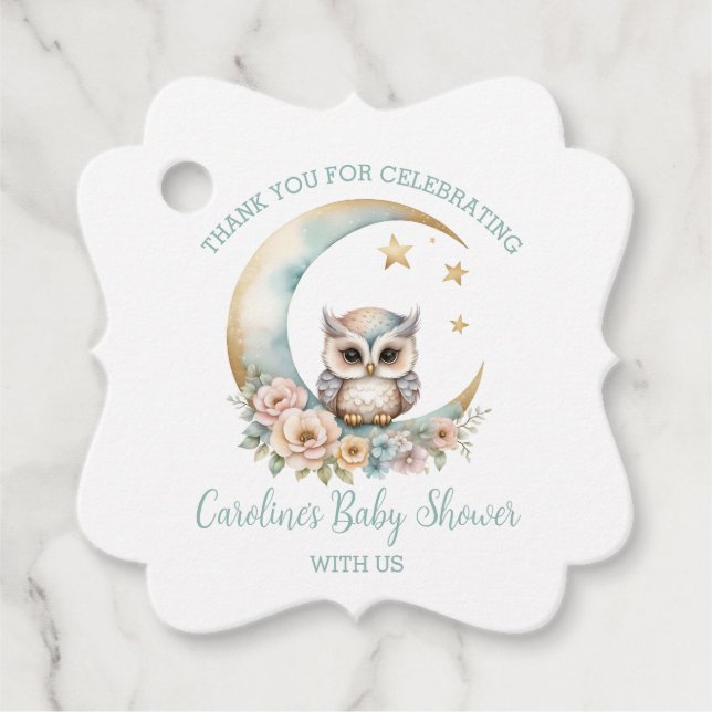 Niedliches Aquarelluhr Danke Babydusche Geschenkanhänger (Vorderseite)