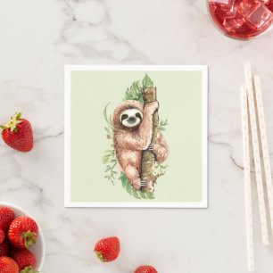Niedliches Aquarellwasser und tropische Blätter Serviette