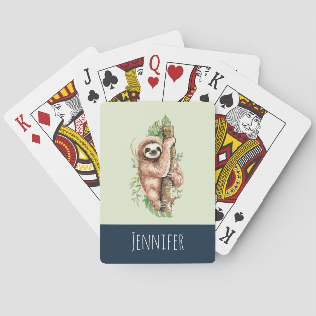 Niedliches Aquarellwasser und tropische Blätter Spielkarten (Rückseite)