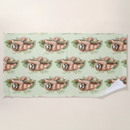 Niedliches Aquarellwasser und tropische Blätter Strandtuch