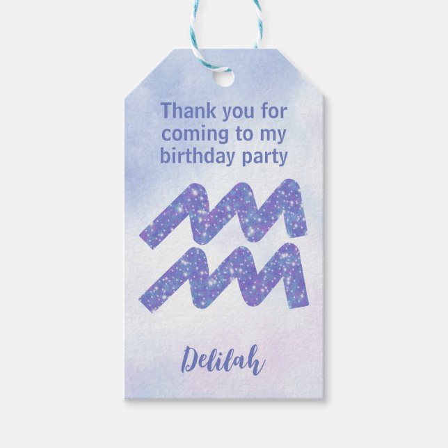 Niedliches Aquarius Astrologie Zeichen Custom Gebu Geschenkanhänger (Vorderseite)