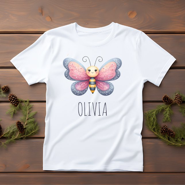 Niedliches Ästhetisches Rosa und Grauschmetterling Baby T-shirt (Von Creator hochgeladen)