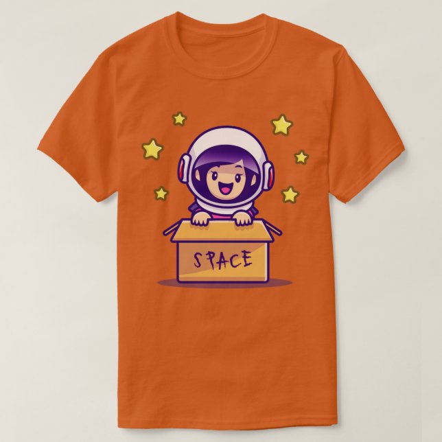 Niedliches Astronautenmädchen in Box T-Shirt (Design vorne)