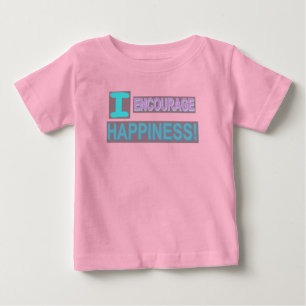 Niedliches Ausdrucksdesign "Ermutigen Sie Glück". Baby T-shirt