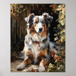 Niedliches australisches Shepherd Dog Art Print Po Poster