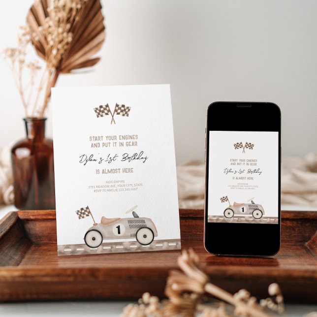 Niedliches Auto 1. Geburtstag Einladung (Von Creator hochgeladen)