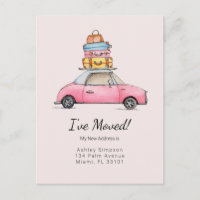 Niedliches Auto mit Gepäck 'I ve Moved'