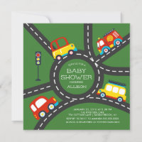 Niedliches Auto Roadway Boys Kinderdusche Einladun