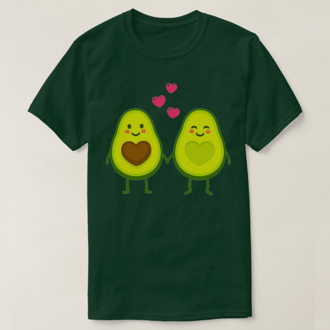 Niedliches Avocado-Fruchtpaar T-Shirt (Design vorne)