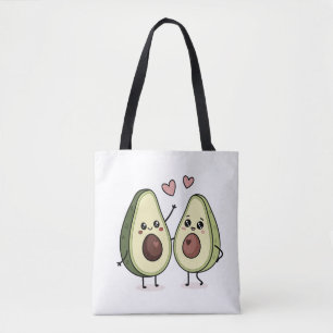 Niedliches Avocado-Paar mit Herz - Tote Beutel Des