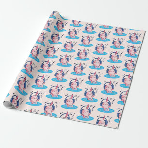 Niedliches Axolotl-Hören auf Musik Geschenkpapier