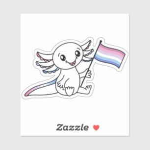 Niedliches Axolotl mit Bigender-Pride-Flag LGBTQ+ Aufkleber