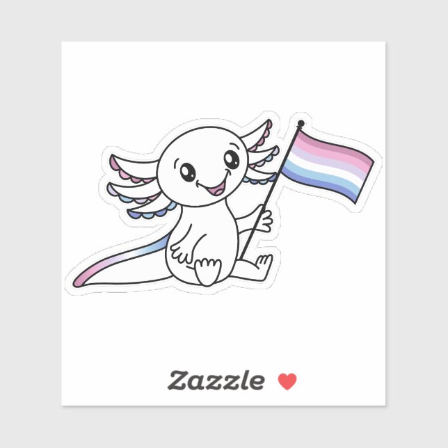 Niedliches Axolotl mit Bigender-Pride-Flag LGBTQ+ Aufkleber (Blatt)