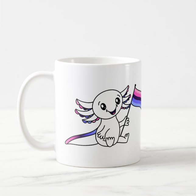 Niedliches Axolotl mit dem LGBTQ+-Flag für den All Kaffeetasse (Links)