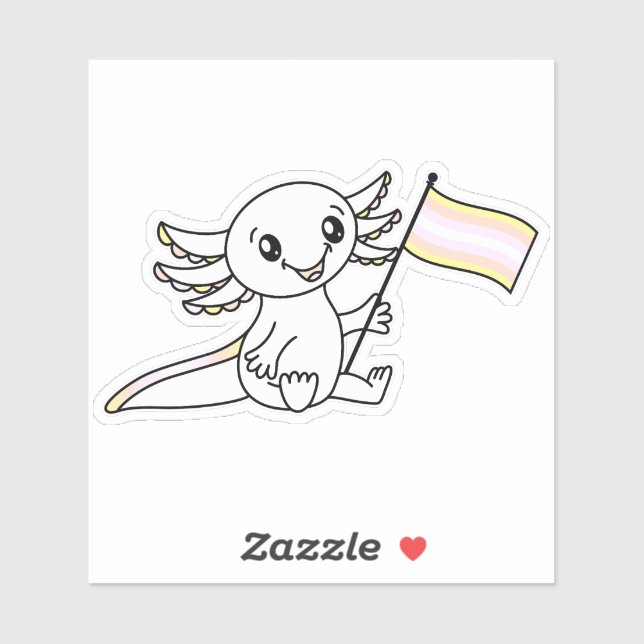 Niedliches Axolotl mit Pangender-Pride-Flag LGBTQ+ Aufkleber (Blatt)